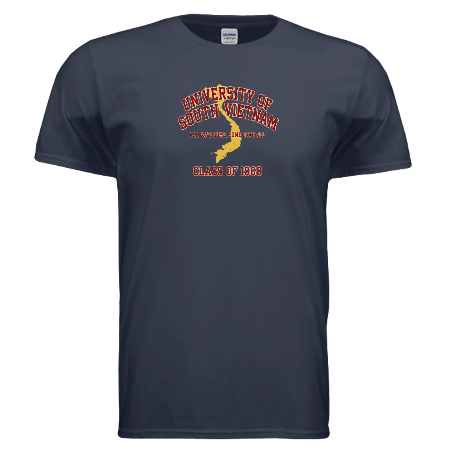 Navy T-Shirt with 'University of South Vietnam Class of 1968' print - front view